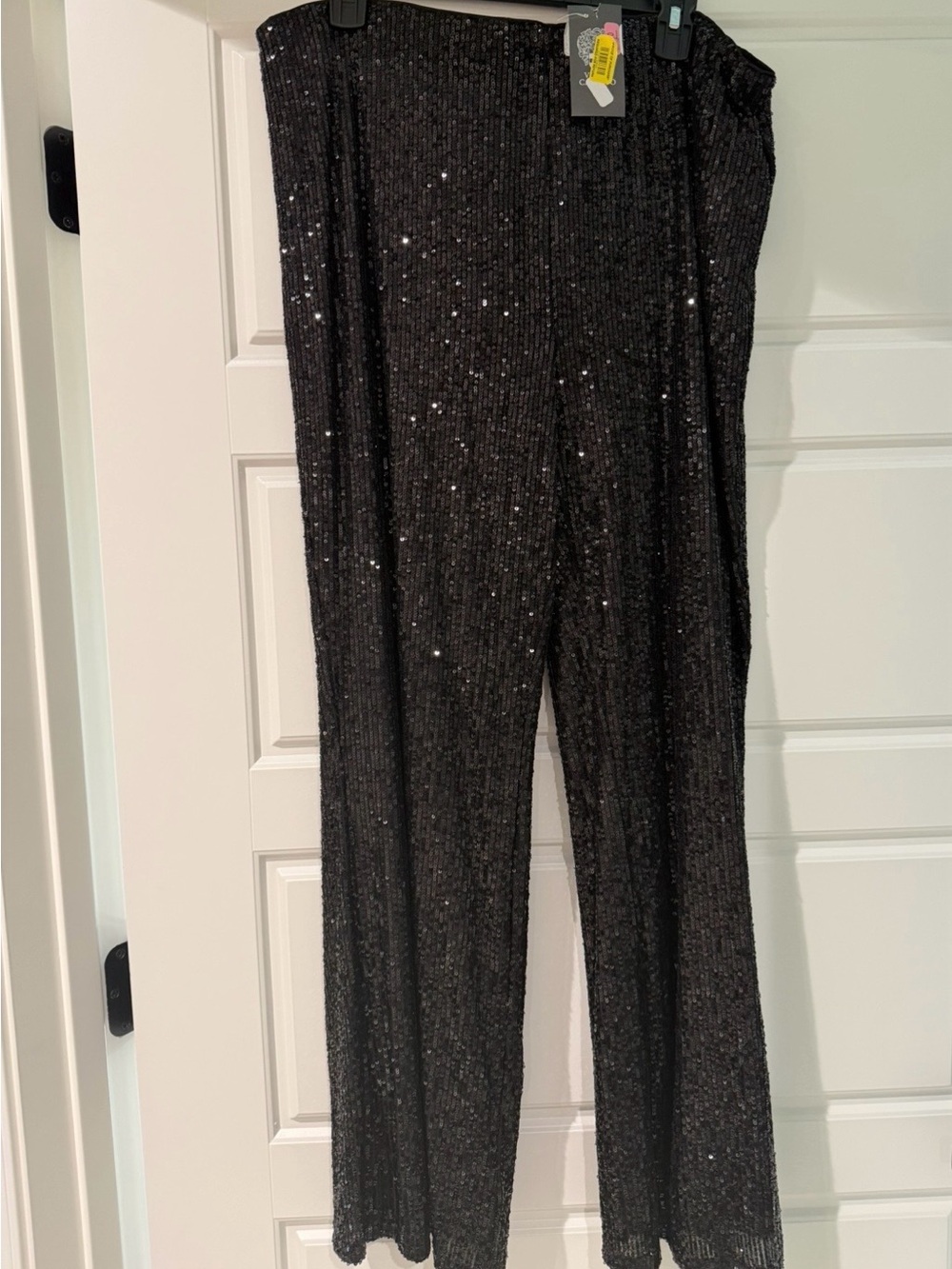 Vince Camuto Black Sequin Wide-Leg Pants